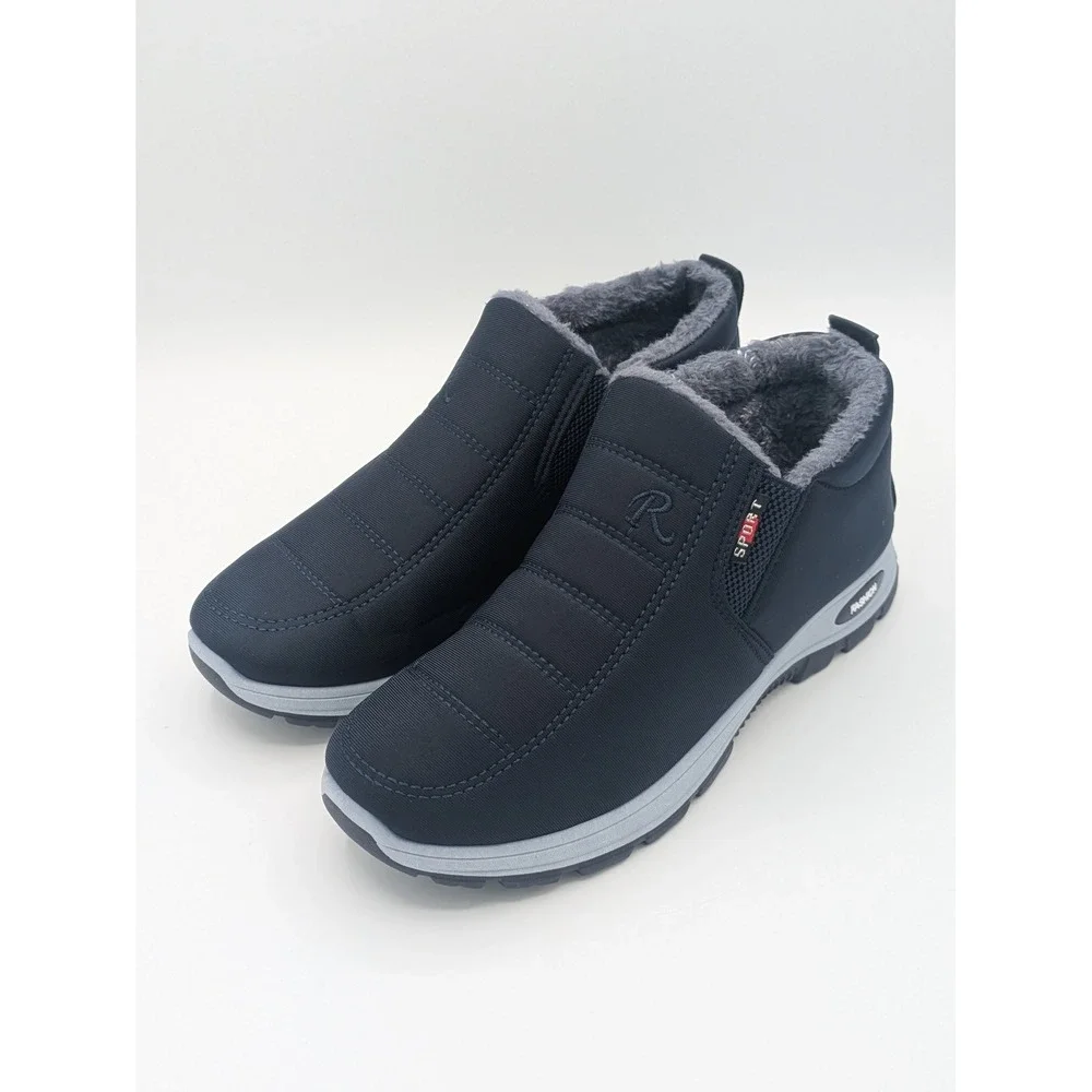 Unbranded Nylon Puffer Booties Size 10 Navy Blue Faux Fur Lined Winter Shoes